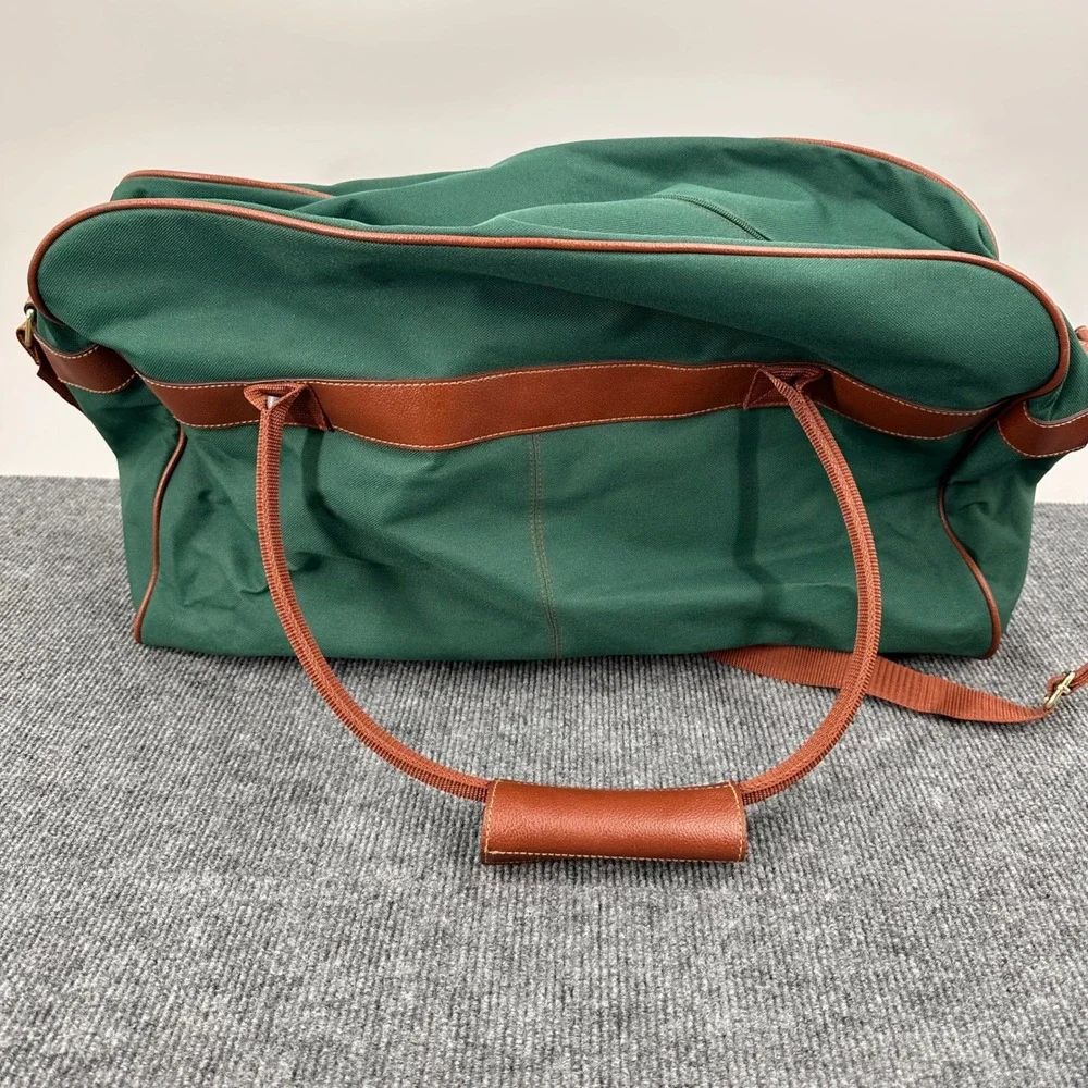 Ralph Lauren Weekender Duffle Bag Large Canvas Faux Leather Green Vintage Travel